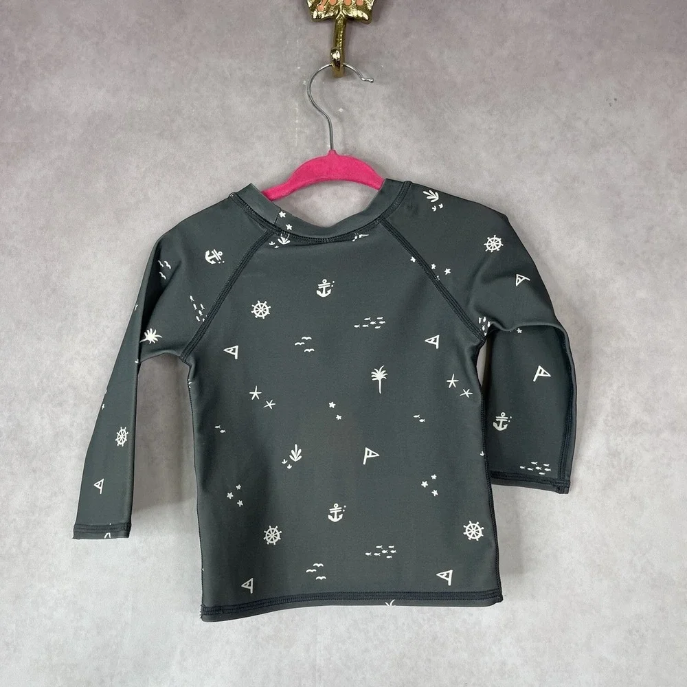 Rylee +‎ Cru Blue Nautical Rashguard Long Sleeve Top Baby Size 12-18M
